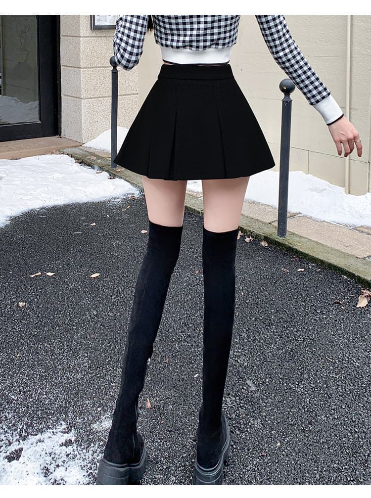 キュロットスカート プリーツキュロット 学生服風 ふんわりガーリー