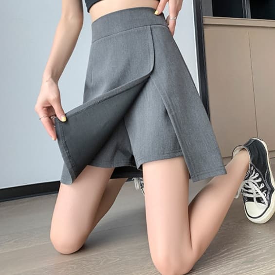 キュロットスカート　スタイリッシュラップキュロットスカート
