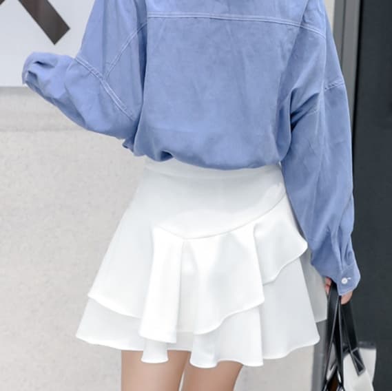キュロットスカート　二段フリル重ね キュロットスカート