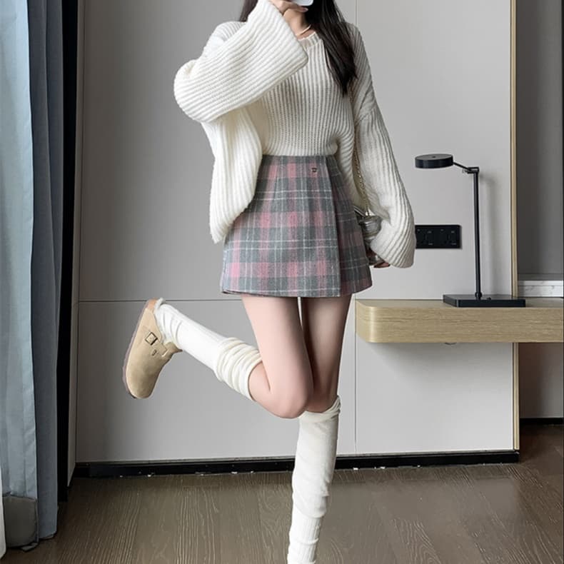 キュロットスカート 秋冬映える上品プリーツミニ風キュロット