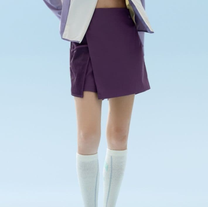 キュロットスカート 巻きキュロットスカート 涼感メッシュラップ風キュロット