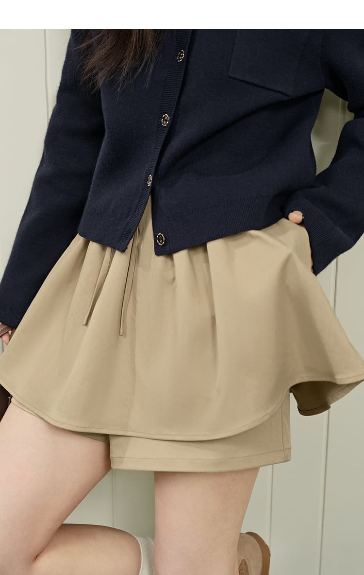キュロットスカート　プリーツキュロットスカート ひだ飾り