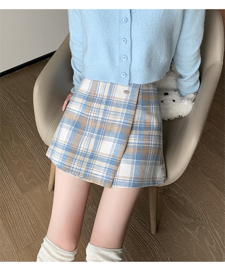 キュロットスカート 秋冬映える上品プリーツミニ風キュロット
