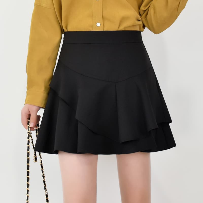 キュロットスカート　二段フリル重ね キュロットスカート