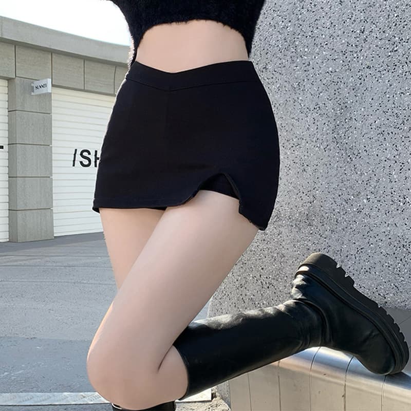 シンプルミニ丈キュロットスカート