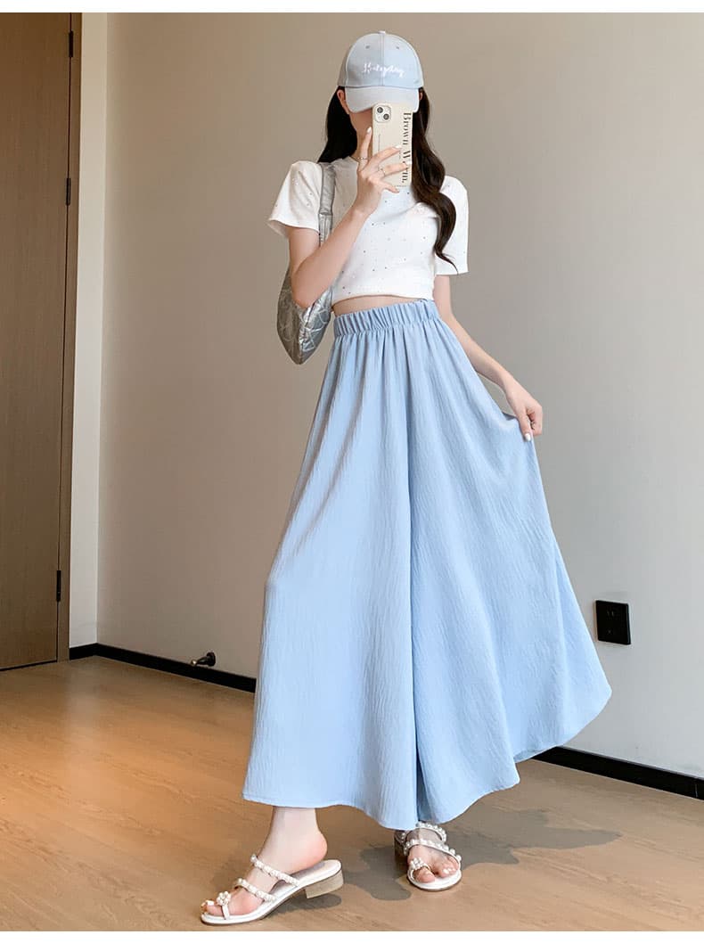 キュロットスカート ゆったり着こなし綿麻風キュロットスカート