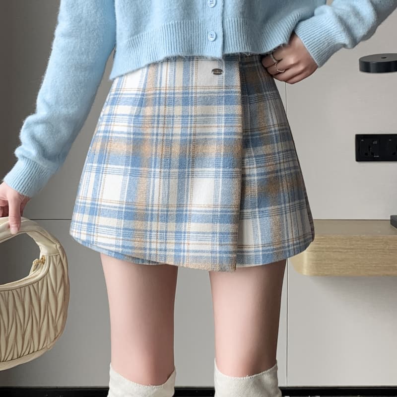 キュロットスカート 秋冬映える上品プリーツミニ風キュロット