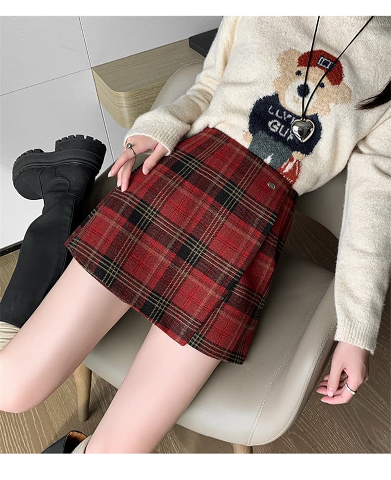 キュロットスカート 秋冬映える上品プリーツミニ風キュロット