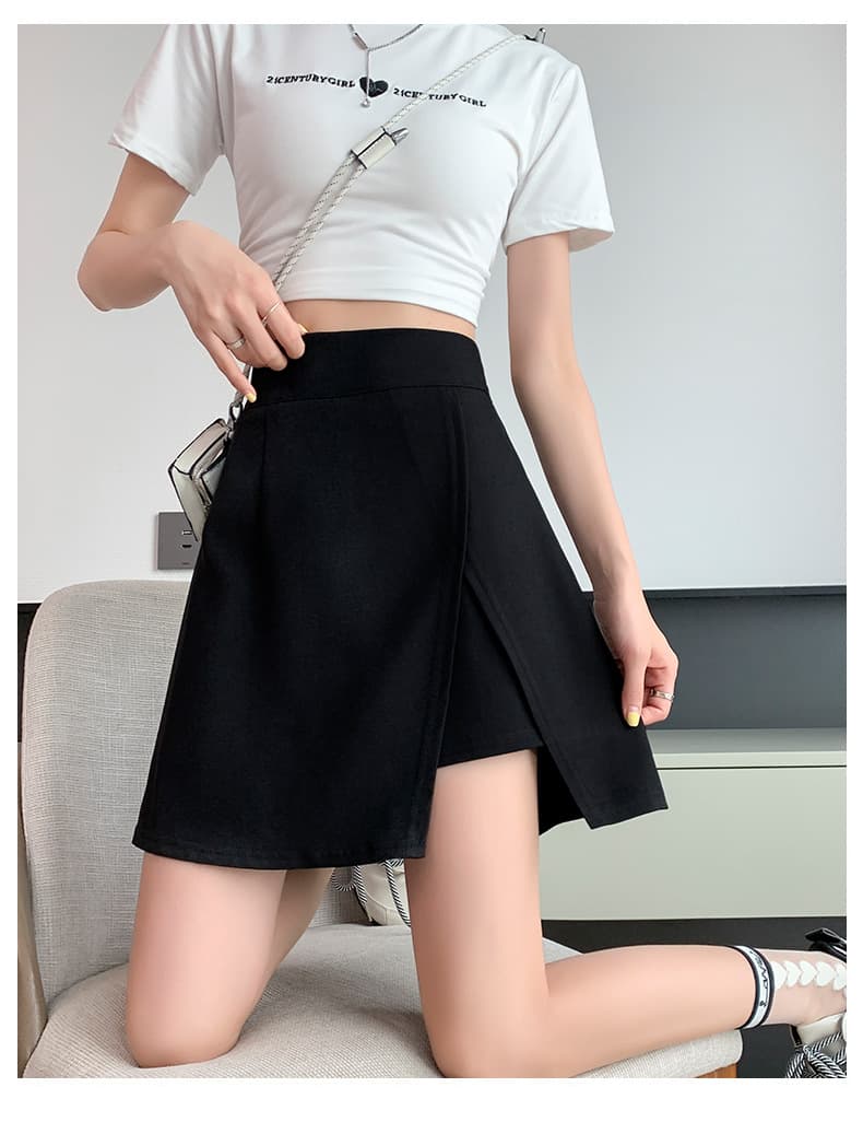 キュロットスカート　スタイリッシュラップキュロットスカート
