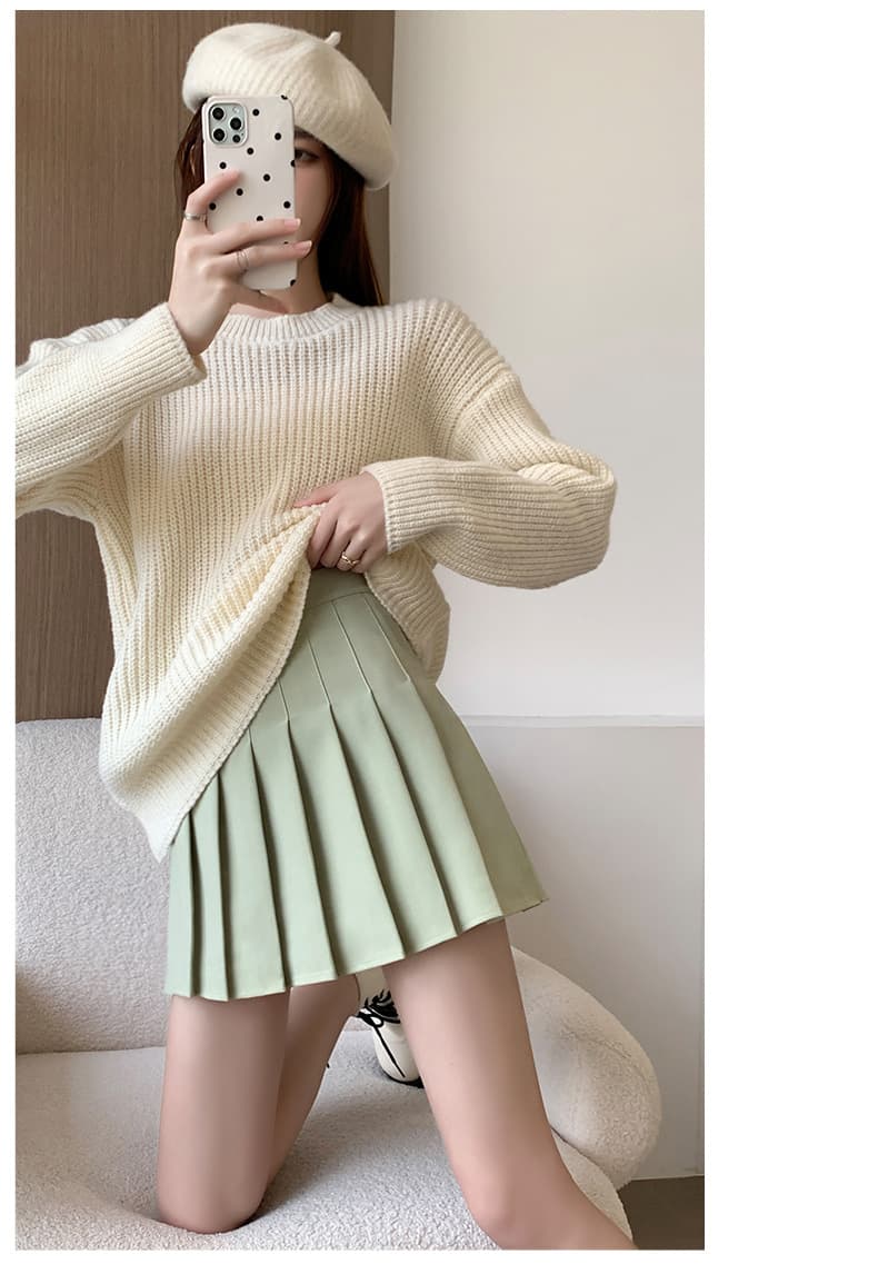 キュロットスカート　プリーツ切替 ゴルフ 長めキュロットスカート