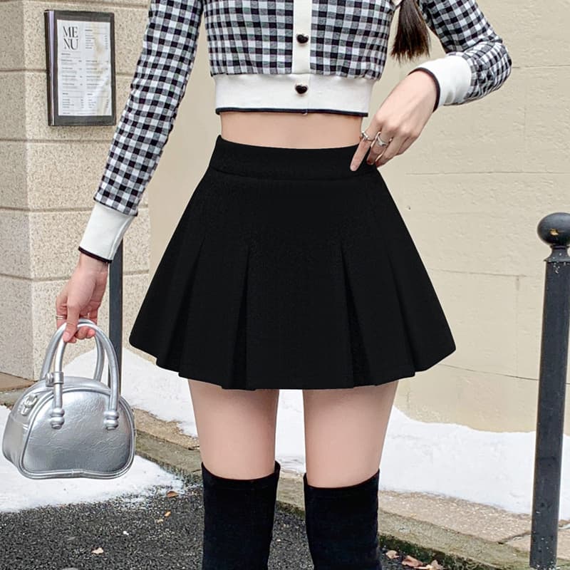 キュロットスカート プリーツキュロット 学生服風 ふんわりガーリー