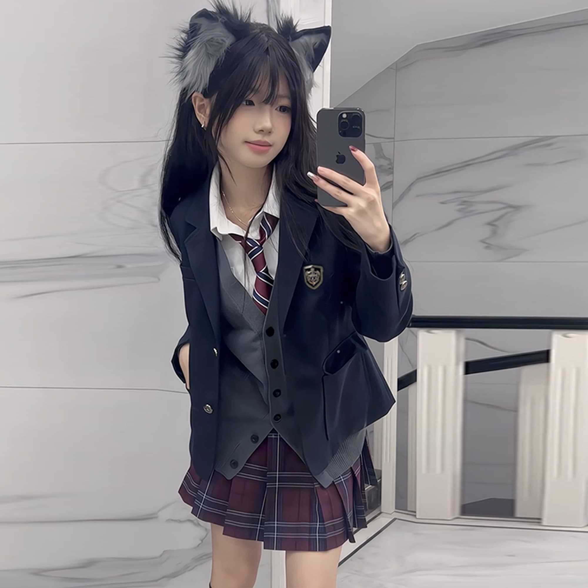 学生服スタイル プリーツキュロットスカート