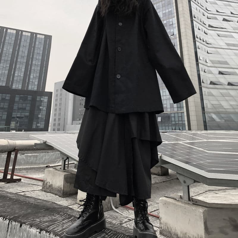 キュロットスカート レイヤードラップキュロットスカートロング