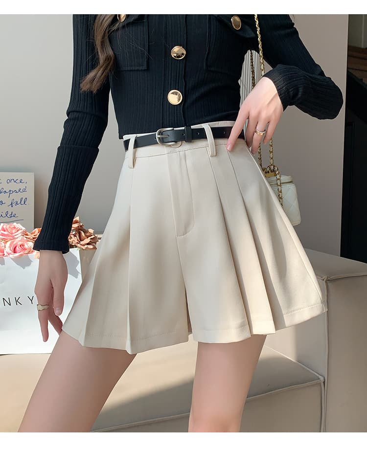 キュロットスカート ハイウエストプリーツキュロット
