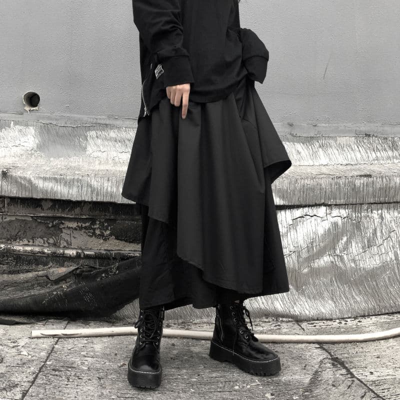 キュロットスカート レイヤードラップキュロットスカートロング