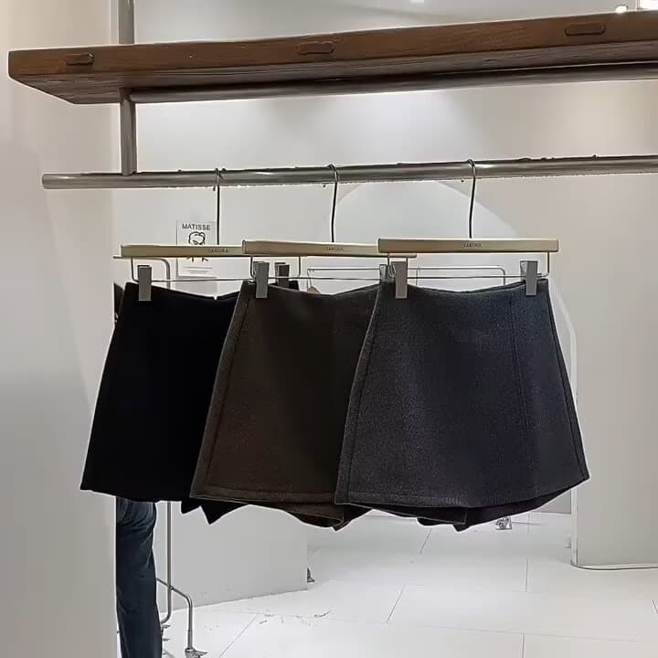 巻きスカート風ウール混ラップキュロットスカート