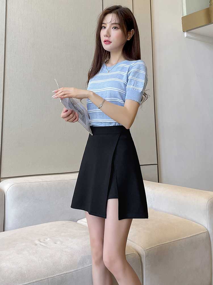キュロットスカート 巻きスカート風ラップキュロットスカート