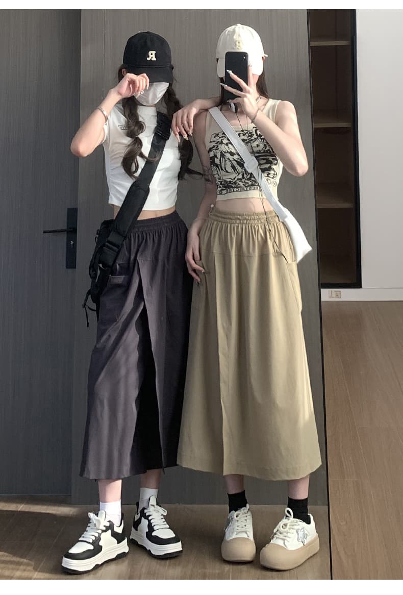 キュロットスカート 夏秋 キュロットスカート ゆったりロング丈フレアキュロット