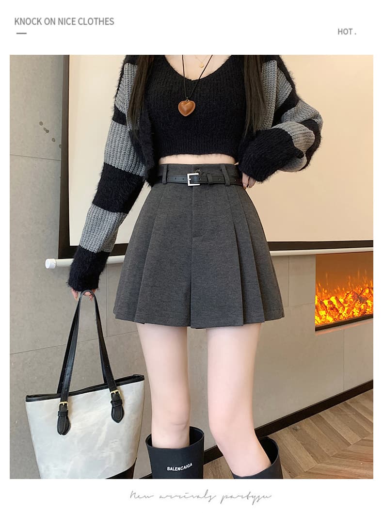 安い価格のハイウエストプリーツキュロットスカート