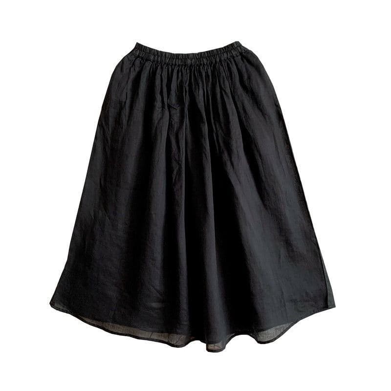 キュロットスカート ゆったり風合いリネンキュロットスカートロング