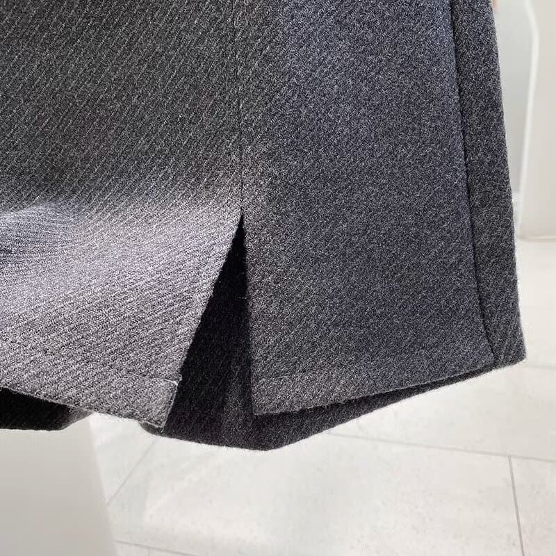 巻きスカート風ウール混ラップキュロットスカート