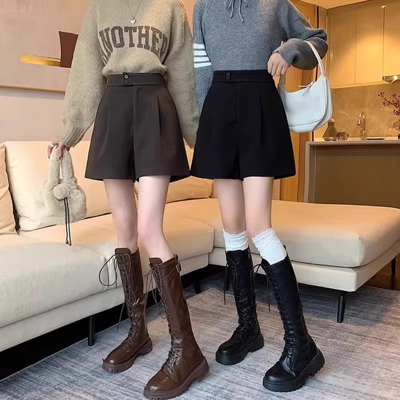おしゃれで安い レトロ調プリーツ キュロットスカート