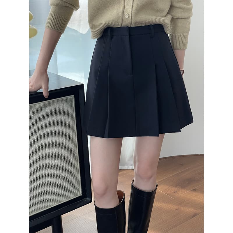 キュロットスカート ゴルフ 少し長めプリーツキュロットスカート ベーシックライン