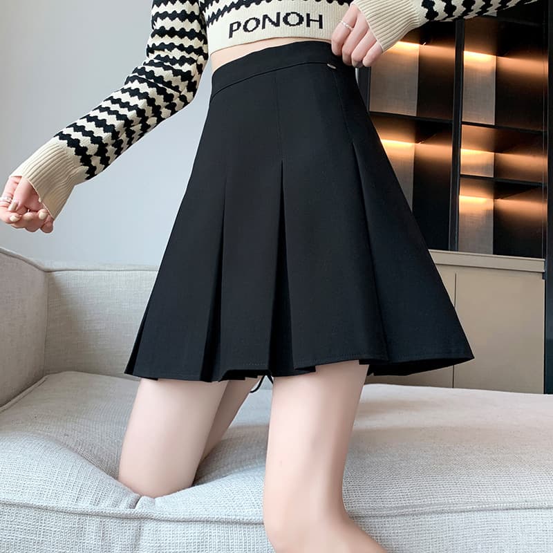 優美プリーツ ゴルフ 長めキュロットスカート