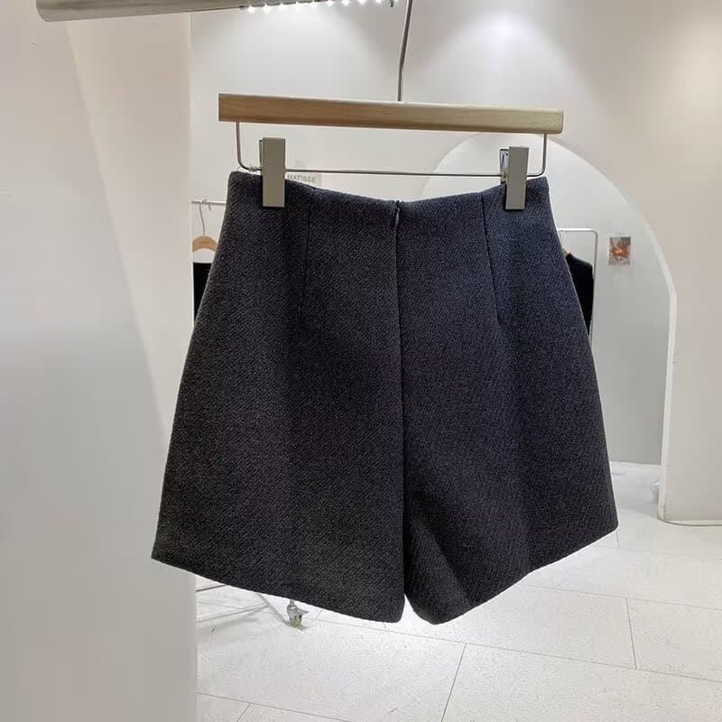 巻きスカート風ウール混ラップキュロットスカート